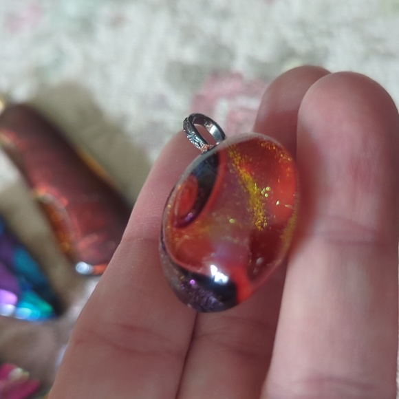 Fused, Dichroic, Fire Polish and Art Glass Pendants - Picture 4 of 12